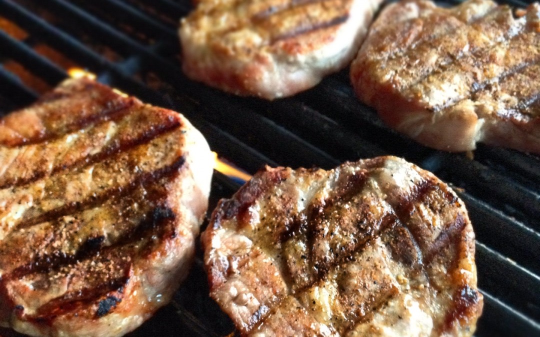 grilled pork ribeye steaks